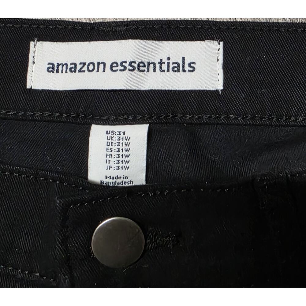 Amazon Essentials Mens Shorts Size 31 Black 5-Pocket Cotton Stretch - Picture 3 of 5